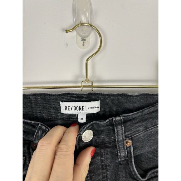 RE/DONE Originals Stove Pipe High-rise Raw Hem Jeans in Black Size 25 - Picture 4 of 11
